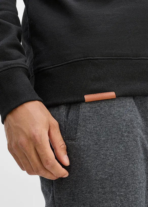 Sweatshirt med sjalskrage og detaljer i imitert skinn, bonprix