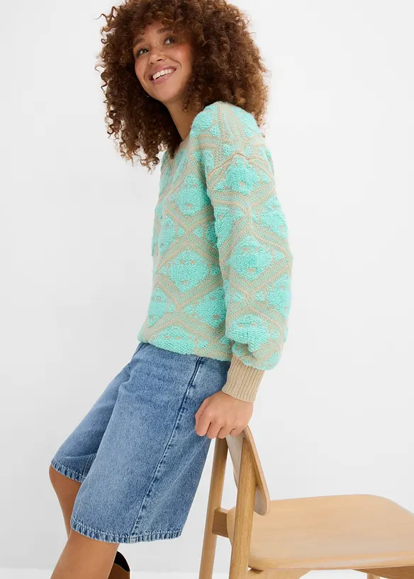 Strikket genser i boxy modell, bonprix