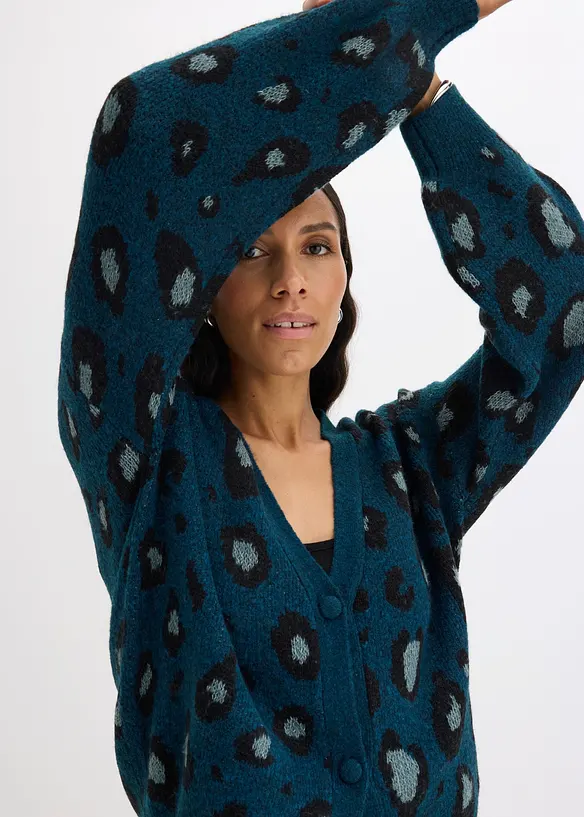 Cardigan med jacquardm&oslash;nster, bonprix