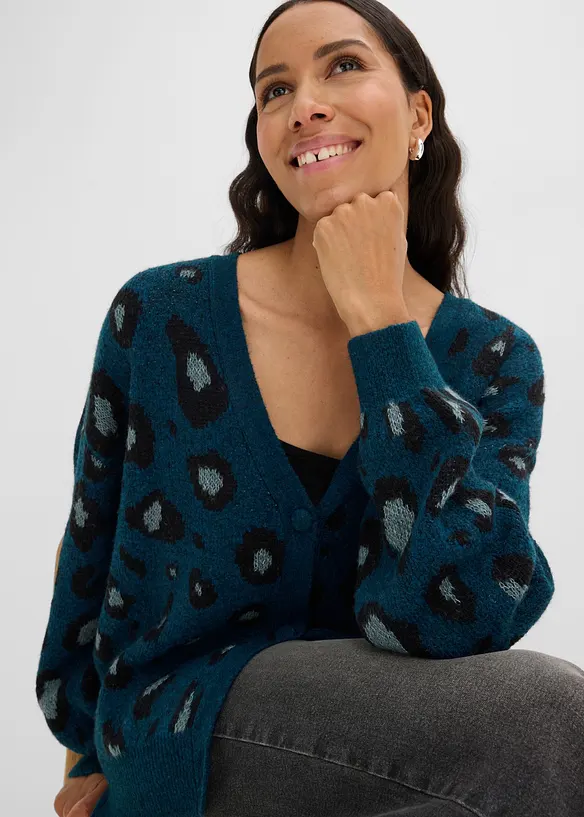Cardigan med jacquardm&oslash;nster, bonprix
