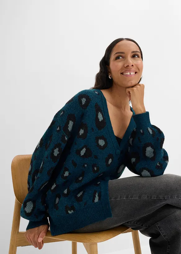 Cardigan med jacquardm&oslash;nster, bonprix
