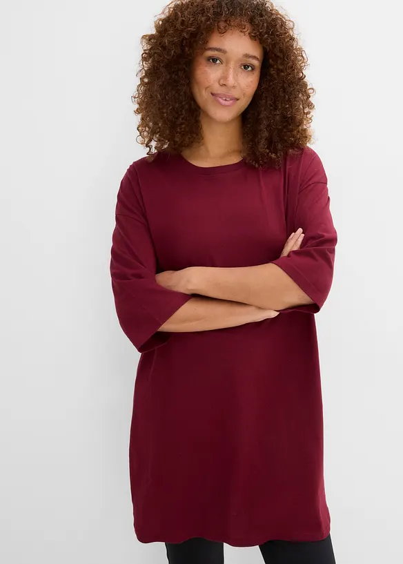 Oversized, lang topp i 100% &oslash;kologisk bomull, bonprix