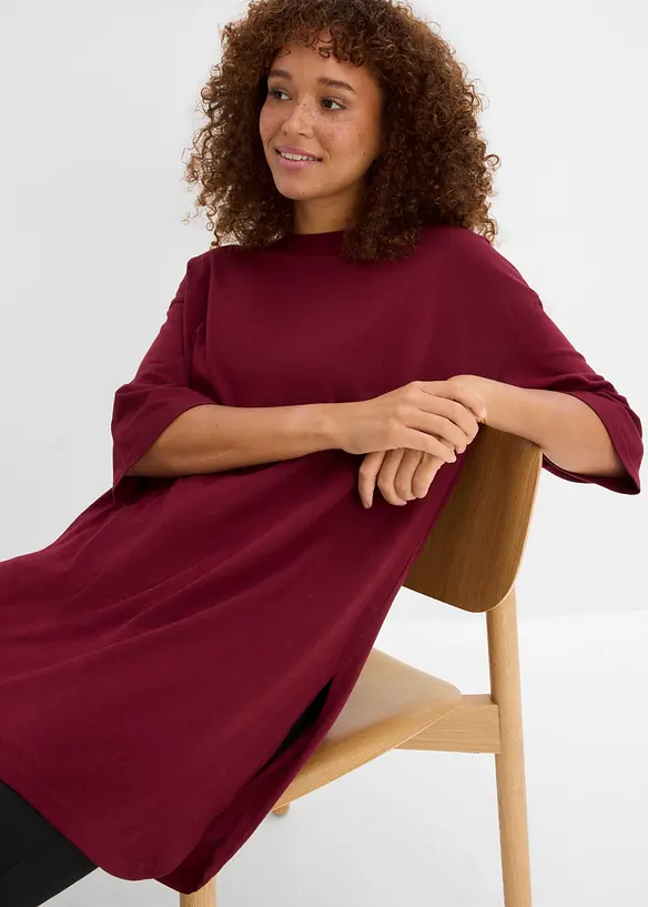 Oversized, lang topp i 100% &oslash;kologisk bomull, bonprix