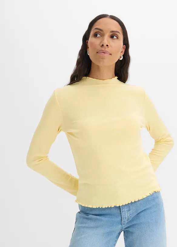 Ribbet topp i figurn&aelig;r modell, bonprix