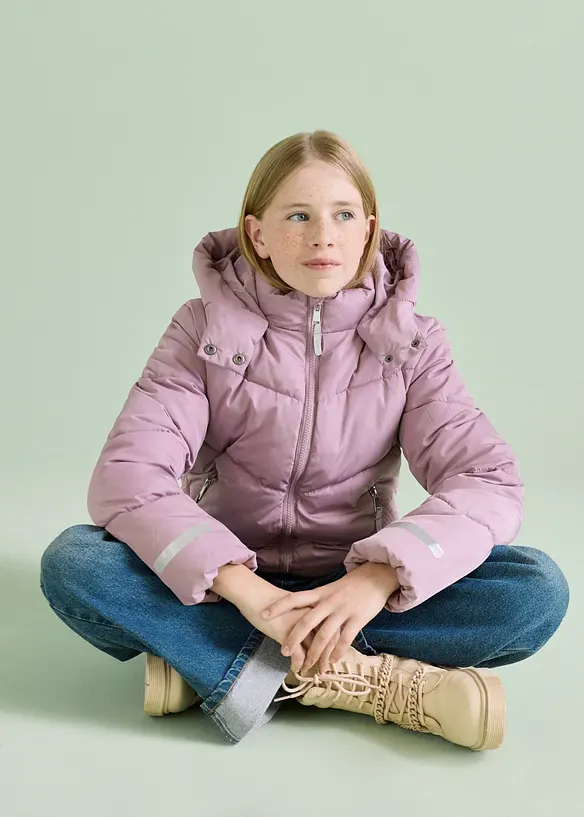 Varmt f&ocirc;ret boblejakke med hette, bonprix