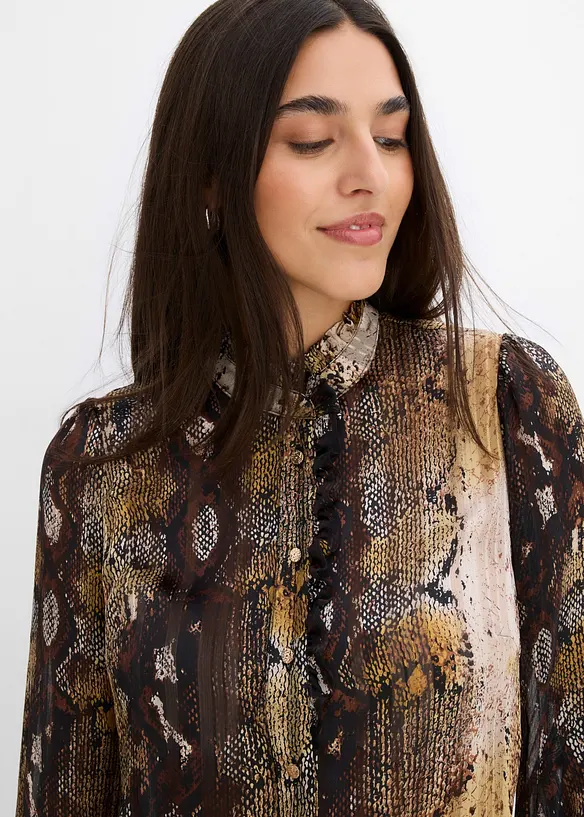 Chiffonbluse med glittergarn, bonprix