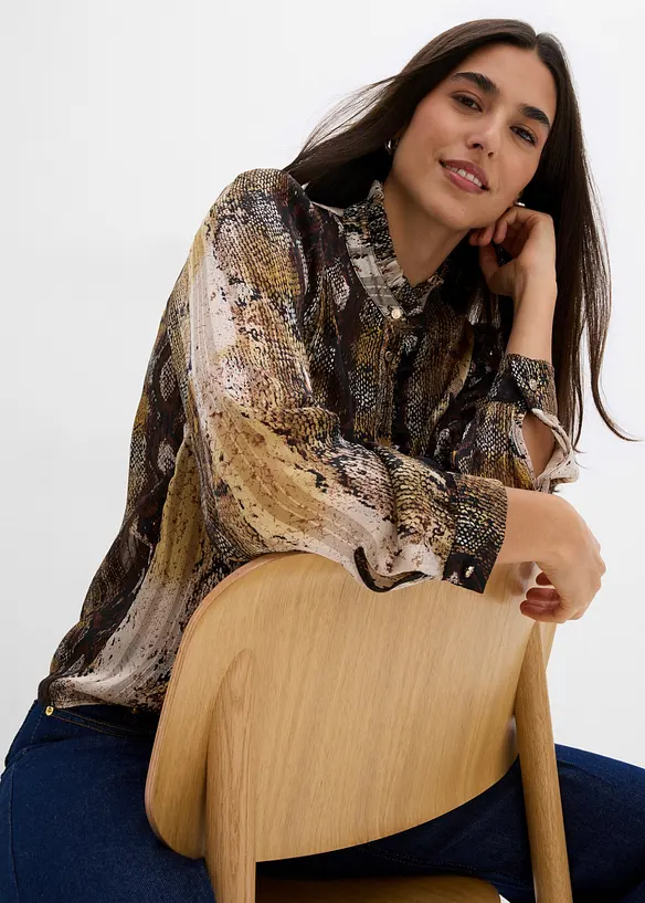 Chiffonbluse med glittergarn, bonprix