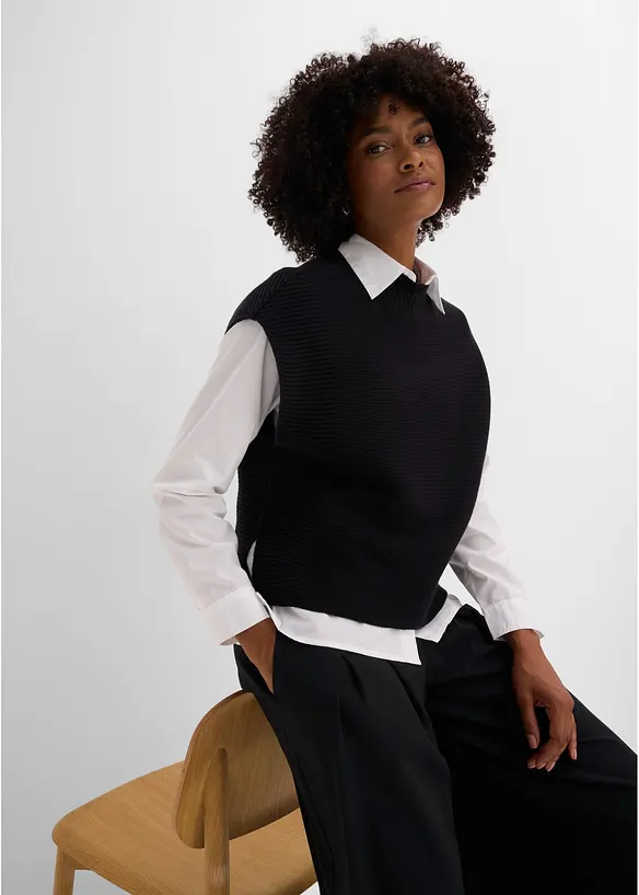 Strikket vest med viskose, bonprix
