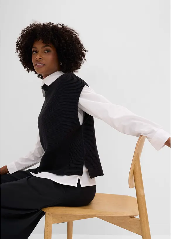 Strikket vest med viskose, bonprix