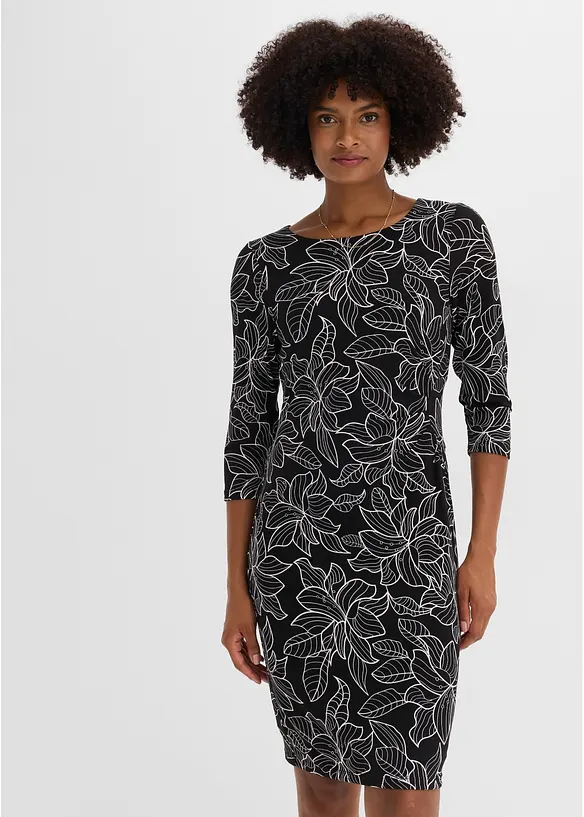 Jerseykjole med blomsterm&oslash;nster, bonprix