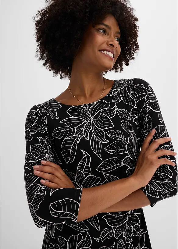 Jerseykjole med blomsterm&oslash;nster, bonprix