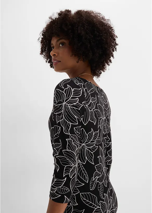 Jerseykjole med blomsterm&oslash;nster, bonprix