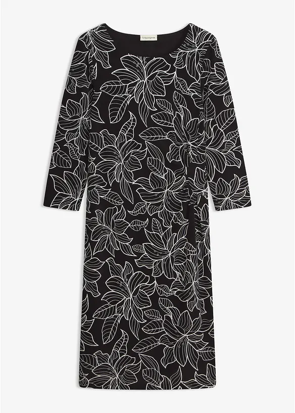 Jerseykjole med blomsterm&oslash;nster, bonprix