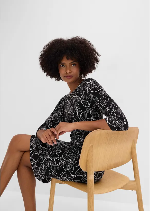 Jerseykjole med blomsterm&oslash;nster, bonprix