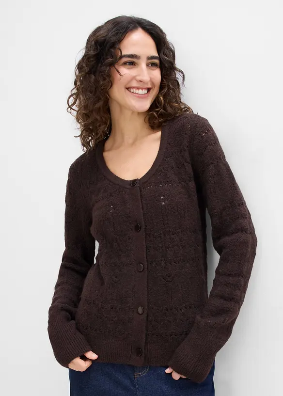 Cardigan med hullm&oslash;nster, bonprix