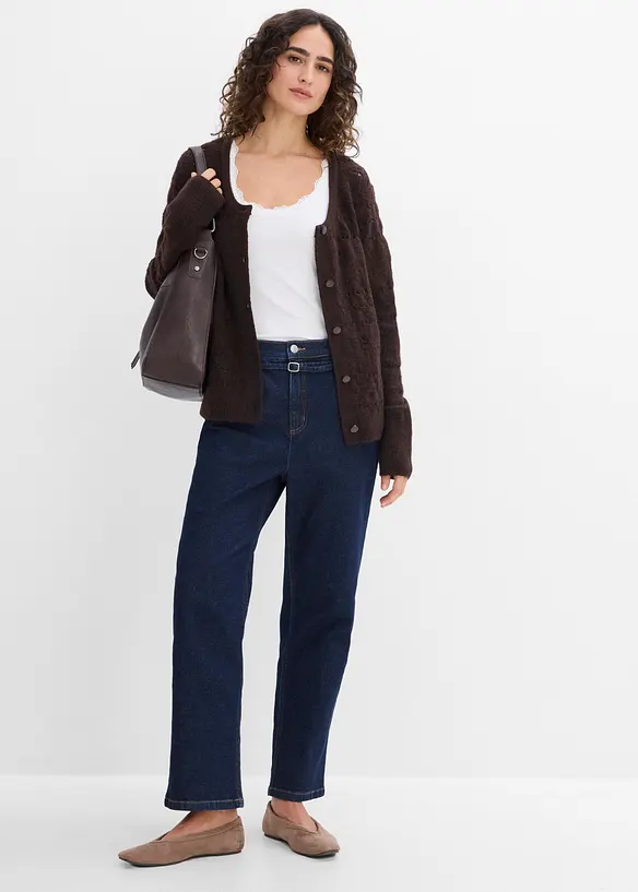 Cardigan med hullm&oslash;nster, bonprix