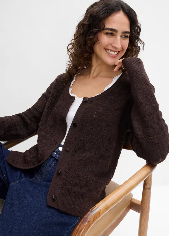 Cardigan med hullm&oslash;nster, bonprix