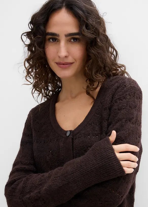 Cardigan med hullm&oslash;nster, bonprix