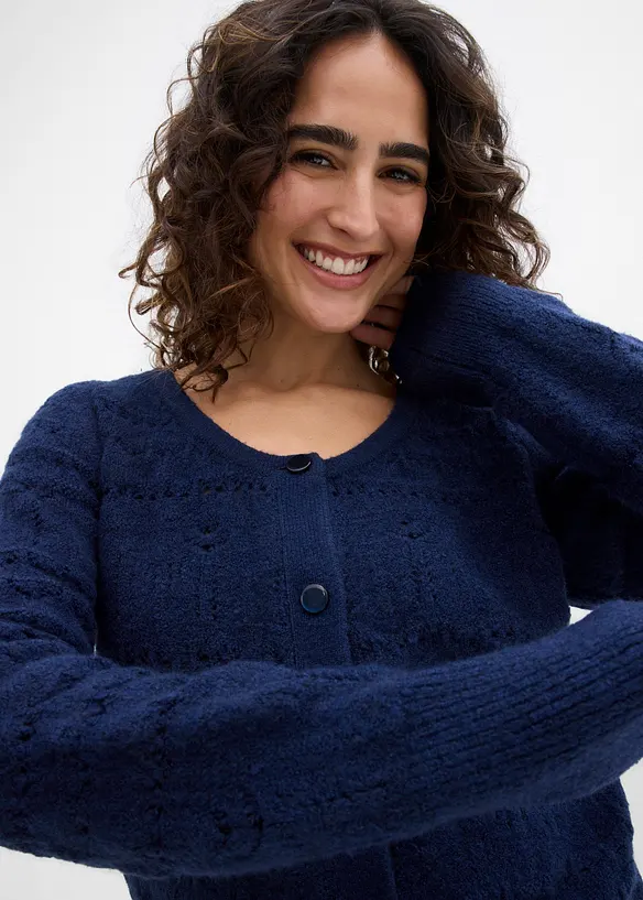 Cardigan med hullm&oslash;nster, bonprix