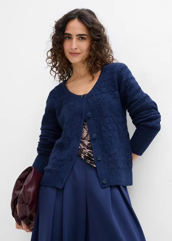 Cardigan med hullm&oslash;nster, bonprix