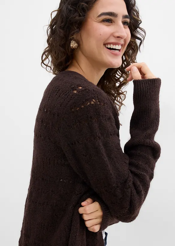 Cardigan med hullm&oslash;nster, bonprix