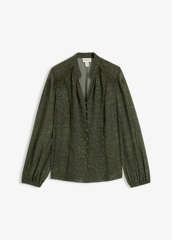 Bluse med blondepynt, bonprix