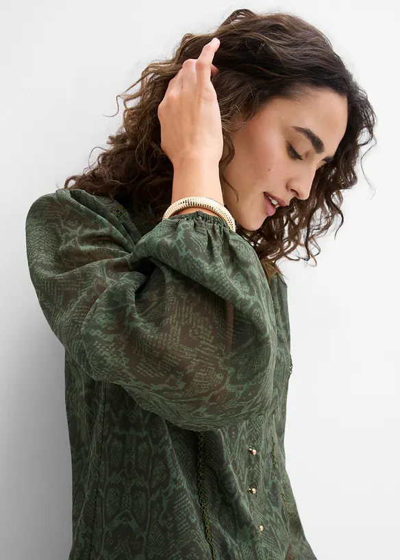 Bluse med blondepynt, bonprix