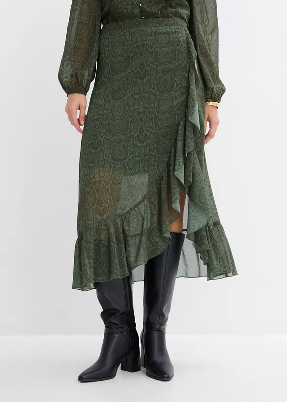 Chiffonskj&oslash;rt i omslagsstil, bonprix