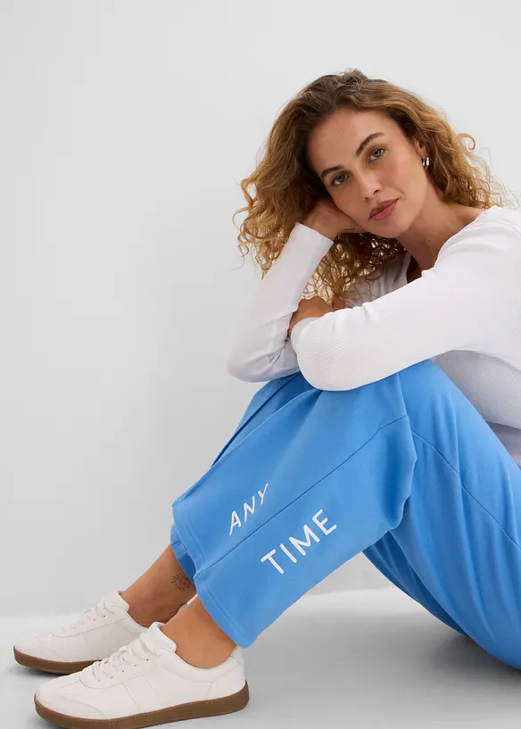 Joggebukse i elastisk, &oslash;kologisk bomullsmiks, bonprix
