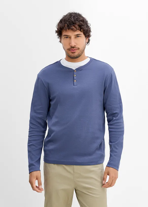 Langermet T-skjorte fra Henley (2-pack), bonprix