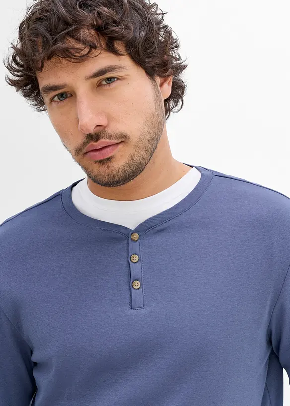 Langermet T-skjorte fra Henley (2-pack), bonprix