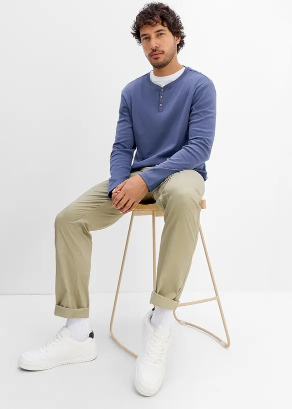 Langermet T-skjorte fra Henley (2-pack), bonprix