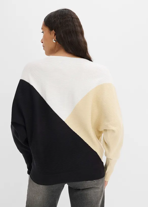 Finstrikket genser med flaggermusermer, bonprix