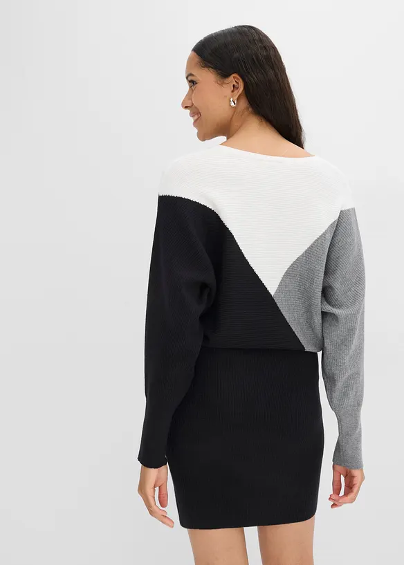 Strikkekjole med flaggermusermer, bonprix