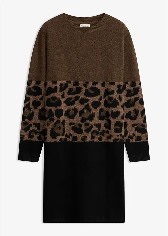 Strikket kjole med jacquardm&oslash;nster, bonprix
