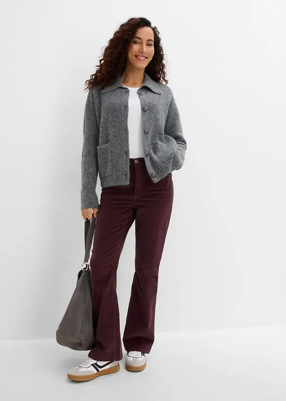 Bootcut-kordfl&oslash;yelsbukse av bomullsmiks, bonprix
