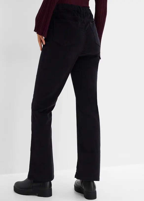 Bootcut-kordfl&oslash;yelsbukse av bomullsmiks, bonprix