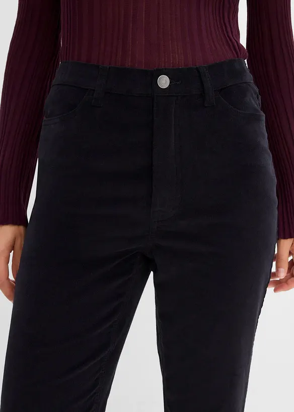 Bootcut-kordfl&oslash;yelsbukse av bomullsmiks, bonprix