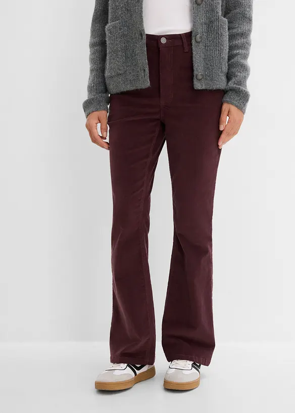 Bootcut-kordfl&oslash;yelsbukse av bomullsmiks, bonprix