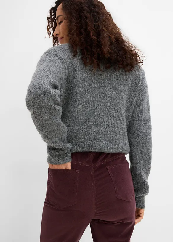 Bootcut-kordfl&oslash;yelsbukse av bomullsmiks, bonprix