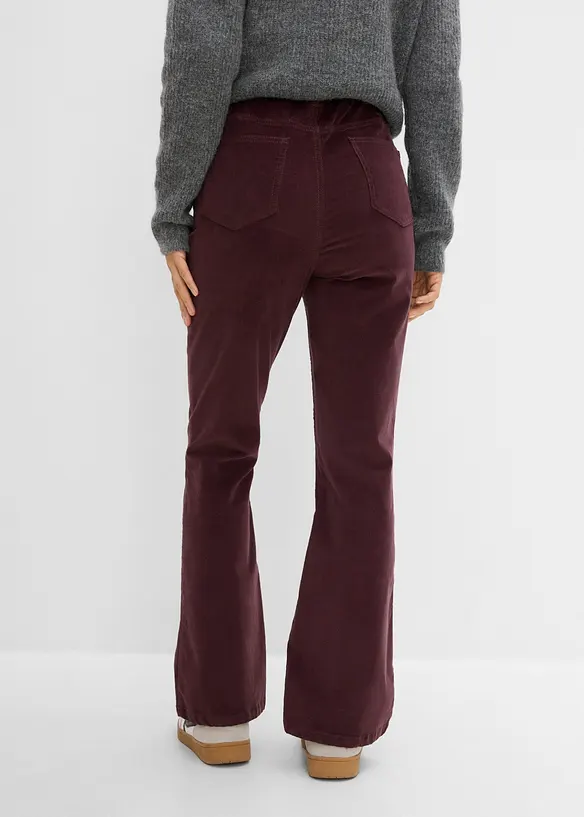 Bootcut-kordfl&oslash;yelsbukse av bomullsmiks, bonprix