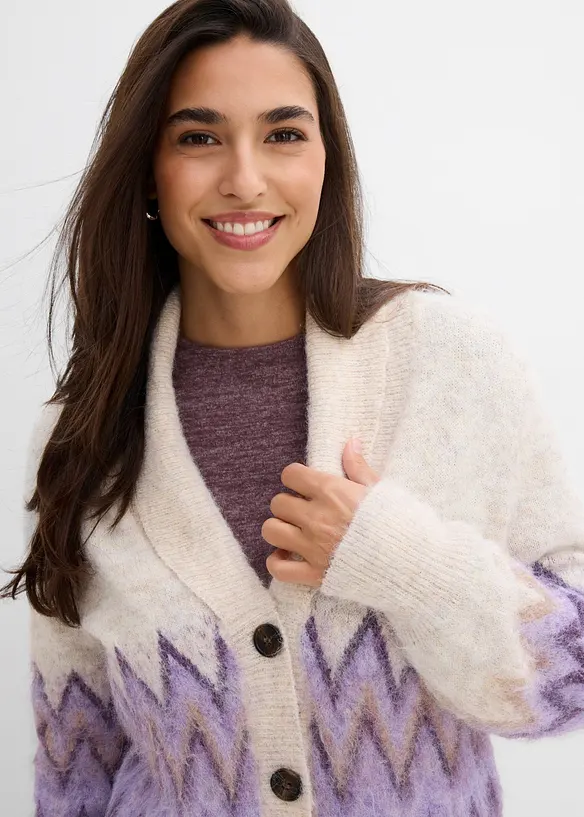 Cardigan med fint strikkem&oslash;nster, bonprix