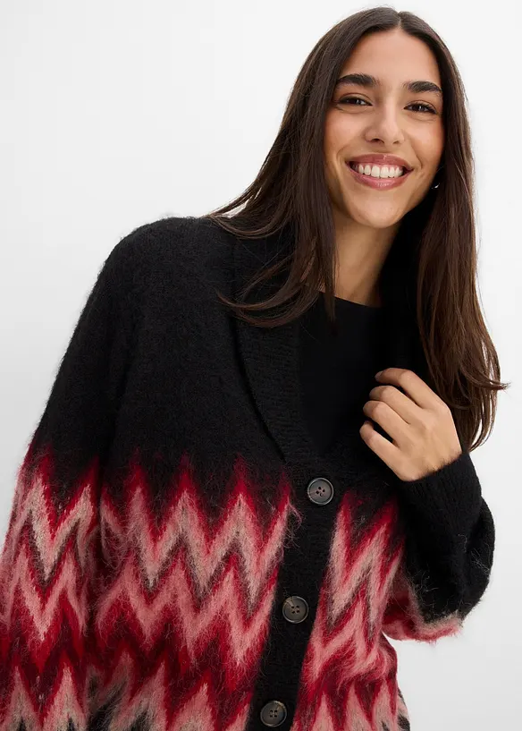 Cardigan med fint strikkem&oslash;nster, bonprix