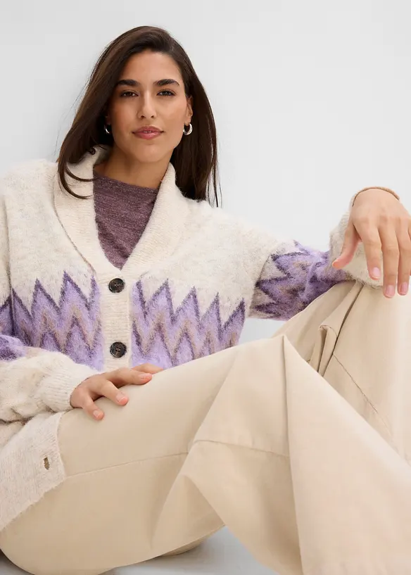Cardigan med fint strikkem&oslash;nster, bonprix