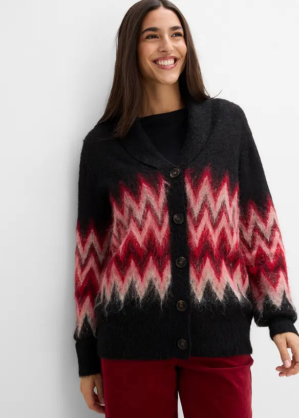 Cardigan med fint strikkem&oslash;nster, bonprix