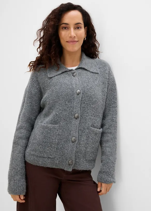 Cardigan i myk ribbestrikk, bonprix