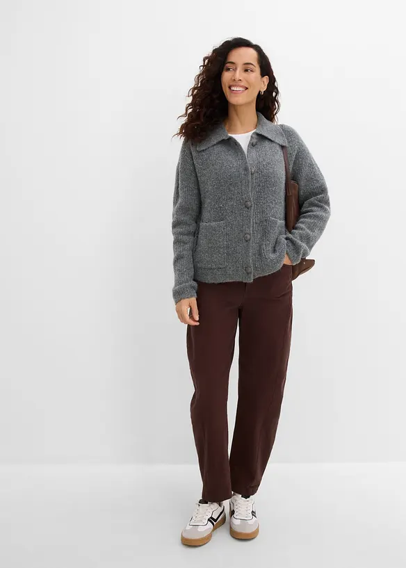Cardigan i myk ribbestrikk, bonprix