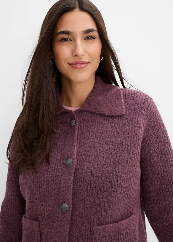 Cardigan i myk ribbestrikk, bonprix