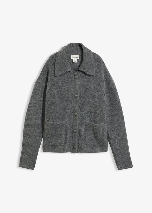 Cardigan i myk ribbestrikk, bonprix