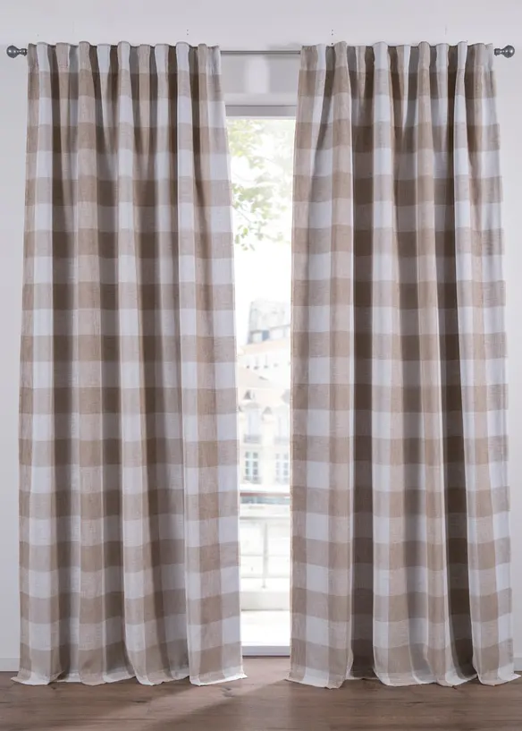 Tolags m&oslash;rkleggingsgardin med rutem&oslash;nster (1-pack), bonprix